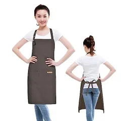 グレー [OTraki] エプロン H型 首掛け エプロン レディース メンズ 3段階調節 ポケット付き やわらかいポリエステル シンプル ホコリが付きにくい 汚れにくい 防水エプロン カフェエプロン Apron 大人用 作業用 家庭用 陶芸用 園芸用 絵画用