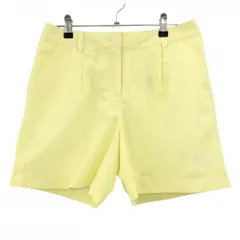 【美品】キャロウェイ キュロットスカート イエロー×白 ストライプ柄 格子織生地 裾ロゴ  レディース L ゴルフウェア Callaway