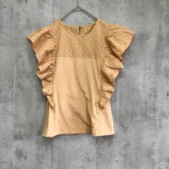 earth music&ecology  アースミュージックアンドエコロジー　袖フリルレース半袖カットソー　薄いオレンジ　レディース　Fサイズ