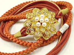 平和屋着物●和装小物　振袖用帯締め　装飾　パール　ラインストーン　金糸　逸品　未使用　AAAW4495ay