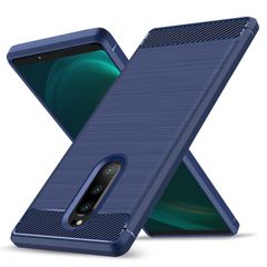 【即日発送】[ xz4 SO-03L エクスぺリア ソニー ワイヤレス充電対応 SOV40 取り出し易い 滑り止め 手触り良い 802SO ソフト 軽量 散熱加工 ] 衝撃吸収 指紋防止 レンズ保護 スマートフォンケース 薄型 炭素繊維 シリコン 青 耐衝撃