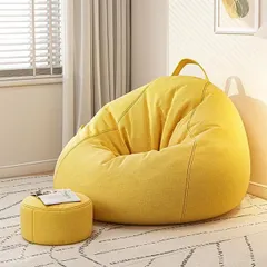 Lサイズ ビーズクッション ソファー 人をダメにする 特大サイズ ソファ 大きい ペダル付き リネン 豆袋 座布団 子供や大人に最適 極小ビーズ 洗える カバーリング ビーズクッション 背もたれ