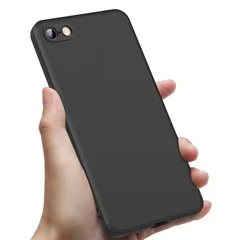 iPhone se se2 se3 8 7 用 ケース 耐衝撃 薄型 スリム シリコン iPhone 第3世代 用 カバー TPU カメラ保護 ワイヤレス充電 ケース ストラップホール 指紋 防止 スマホケースブラック黒 0200-19