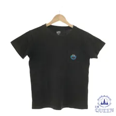 【訳アリ】 UNIQLO ユニクロ Tシャツ トップス 半袖 クルーネック カジュアル シンプル おしゃれ レディース ブラック ワンポイント 130 901-7472 送料無料 古着