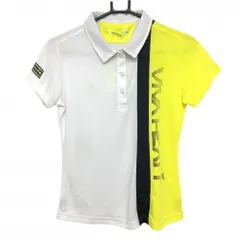 ビバハート 半袖ポロシャツ 白×イエロー 切替 UVカット 吸水速乾 紙タグ付 レディース 40(M) ゴルフウェア VIVA HEART