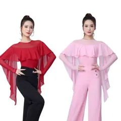 社交ダンス トップス レディースボディスーツフリル長袖  モダンダンス ダンス練習着 演出服 ダンスウェア レッスン着 ダンサー 女性用 ダンス衣装 上着 練習着 ワルツ チャチャ ラテン ステージ 衣装 演出着 ダンストップス