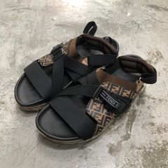 未使用品 FENDI Zucca Leather and Elastic Band Running