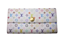 LOUIS VUITTON ルイヴィトン ポルトフォイユ サラ 長財布 イニシャル入り マルチカラー ホワイト モノグラム ウォレット M93744 美品 中古 4c075578
