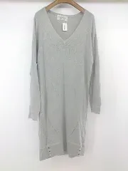 ◇ nano universe ナノ ユニバース Vネック スリット 長袖 膝丈 ワンピース サイズF グレー系 レディース P  【1301250000529】