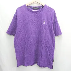 ◇ ⊂ Φ KANGOL カンゴール ワンポイント刺<!-利用不可文字-!> バックプリント 半袖 Tシャツ サイズXL パープル ブラック メンズ E  【1501160005861】