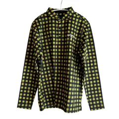 Z1535 Callaway キャロウェイ チェック柄 長袖ポロシャツ 吸汗速乾 ストレッチ イエロー×ブラック メンズ Lサイズ