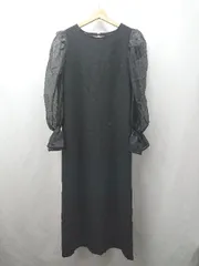 ◇ ⊂ Re:EDIT リエディ 袖部分シースルー 長袖 ロング丈 ワンピース サイズM ブラック系 レディース E  【1506300026157】