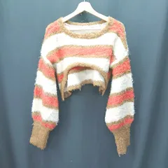 ◇ ⊇ w closet ダブルクローゼット クロップド 長袖 ニット サイズF ブラウン系 レディース E  【1411210013442】