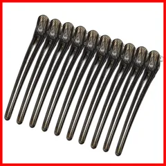 メンズ ヘアピン 10本セット ヘアクリップ プロ用 業務用 美容師 前髪 ダッカール 髪留め クリップ ブロッキング 跡がつかない 滑り止め設計 DELUXEFOX ヘア ピン 美容師カールクリップ 大きめ (ブラック)