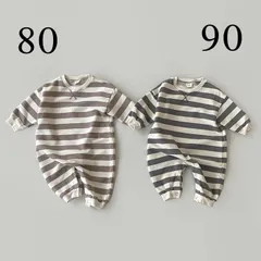 【新品】ベビー　男女　ボーダー　オールインワン　ロンパース　カワイイ　８０・９０
