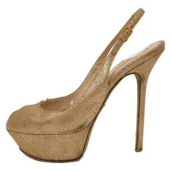 sergio rossi(セルジオロッシ) サンダル 37 レディース - ベージュ×シルバー 型押し加工/アウトソール張替済 レザー