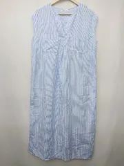◇ ⊂ natural couture ナチュラル ノースリーブ 膝下丈 ワンピース 表記なし ライトブルー ホワイト レディース P  【1409090019043】のサムネイル
