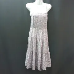 ◇ Mabling 韓国製 小花柄 キャミソール風 バックオープン リボン 膝丈 ワンピース 表記なし パープル レディース E  【1309250042273】