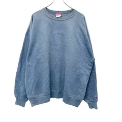 Champion ロゴスウェット トレーナー XL ブルーグレー チャンピオン クルーネック 裏起毛 古着卸 アメリカ仕入 a709-5203