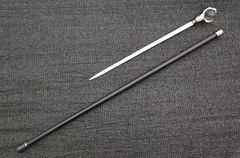 『鷹の爪 ステッキ剣』（全長93cm）｜隠し刃仕様｜黒漆塗り金属鞘｜ディスプレイ用