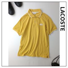 ◯LACOSTE ラコステ 半袖 ポロシャツ ワッペン コットン 綿 100％ 日本製 イエロー 黄色 3 (120Y＋3483)25N