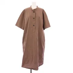 マーガレットハウエル MHL. 24年製 シャツワンピース 半袖 ロング プルオーバー バンドカラー 2 ブラウン 595-4157502 /KH