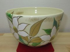 逢絢亭・新品】茶道具 茶碗 京焼 露草の図 見谷福峰 紙箱入り