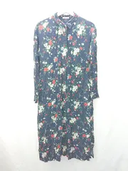 ◇ ⊇ GLOBAL WORK グローバルワーク 花柄 長袖 ロング ワンピース サイズF ネイビー レディース E  【1503050009317】