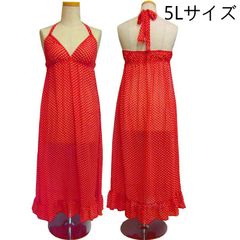 【新品】  在庫一掃セール中！ 水玉柄ロングキャミ 5L 大きいサイズ