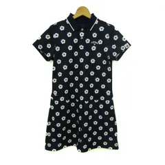 キャロウェイ ポロワンピース トップス 半袖 花柄 ゴルフウエア レディース Lサイズ 紺×白 Callaway 【中古】