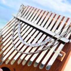 カリンバのトレモロチェーン　(17音用)　シルバー　チェーン・ガラスビーズ