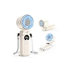 【2025夏新登場】ハンディファン 冷却プレート 携帯扇風機 【瞬間冷却＆前後160°折り畳み】ハンディ扇風機 7枚羽根 100段階風量調節 強力送風 5000mAh大容量 長時間稼働 1台多役 手持ち/首掛け/卓上 せんぷうき USB充電式 小型 液晶画 1