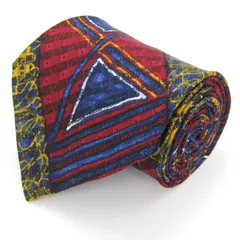 ゲラルディーニ ブランド ネクタイ ストライプ柄 総柄 幾何学模様 シルク PO メンズ レッド GHERARDINI 【中古】