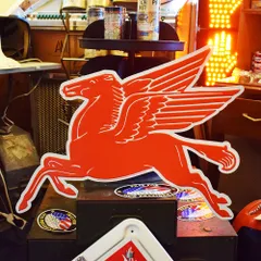 モビール Mobil ペガサス ネオン 看板 オイル ブリキ シェビー 店舗装飾