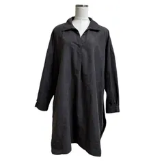 Lax Dan Tia しまむら   スウェード調　チュニックワンピース 　7分袖　プルオーバー　体型カバー　グレー L  無地