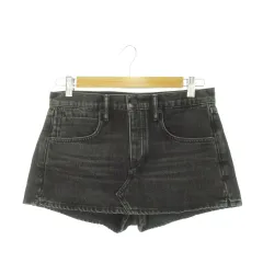 アレキサンダーワン ALEXANDER WANG デニムスカパン ショートパンツ スカート見え タイト マイクロミニ ウォッシュ加工 25 黒 ブラック /AH9 ■GY19