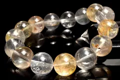 【１点物】希少内包◇マダガスカル産 ライモナイト＆マーカサイトインクォーツ　14.5mm　ブレスレット パワーストーン 天然石 _MA7740