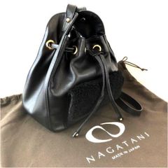 ナガタニ レザー 黒系 ショルダーバッグ 巾着