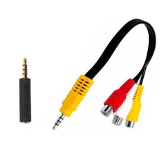 Brand new 3.5mm to RCA conversion cable, AV cable with conversion plug, 4-pole mini plug to RCA stereo audio/video converter cable, 22cm male to 3 female, compatible with car navigation systems, dashcams, backup cameras, TVs, Carrozzerias, and more. Red and white.