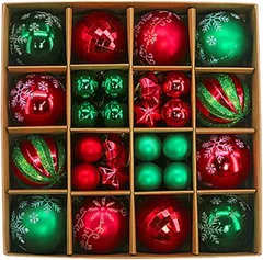 FUPUTWO クリスマス ツリー オーナメント ボール 飾り 北欧 飾り付け 装飾 セット(グリーン,  標準)