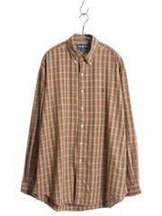 【お得なクーポン配布中!】 90s ラルフローレン 織柄 チェック 長袖 ボタンダウン シャツ メンズ L 古着 オールド ポロ コットン ワンポイント マルチカラー ゆったり