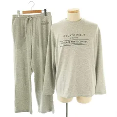 ジェラートピケオム GELATO PIQUE HOMME 24AW セットアップ 上下 インレイワンポイントロンT Tシャツ カットソー 長袖 パンツ イージー ルームウェア 部屋着 M グレー /NR ■OS