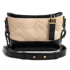 シャネル ガブリエル ドゥ スモール ホーボー チェーン ショルダーバッグ 斜め掛け エイジドカーフ レザー ベージュ ブラック 黒 ゴールド シルバー ガンメタル金具 A91810 CHANEL（未使用　展示品）
