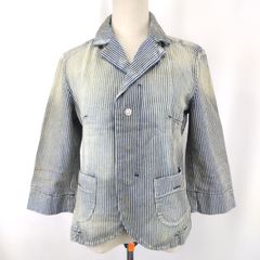 DIESEL【ディーゼル】長袖 デニムジャケット【レディースM/ネイビー×ベージュ/ストライプ柄】Gジャン/アウター/ジャケット/Jacket◆BJ007-d