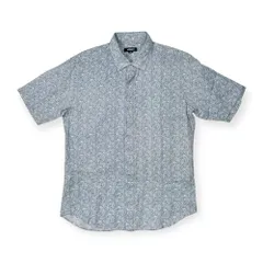 麻100% allegri アレグリ ペイズリー 半袖 リネンシャツ サイズ 48(L) /三陽商会/メンズ/水色系