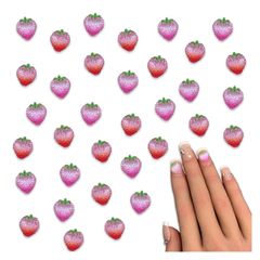 ネイルパーツ イチゴ 10ｍｍ ピンク グラデーション 果物 50個 混色 ラメ フルーツ ぷっくり 立体 樹脂製 レジン デコパーツ アクセサリー ハンドメイド 手芸 パーツ BD4119