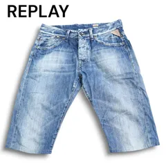 REPLAY リプレイ 春夏 KURTCO★ ダメージ加工 デニム ハーフ ショート パンツ ジーンズ Sz.32 メンズ