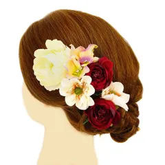 髪飾り 成人式 赤 振袖 前撮り 袴 花 浴衣 夏祭り 花火大会 豪華3点セット 白 薄紫 ピンク 椿 薔薇 ヘアアクセ かんざし 新作 No.9-3264