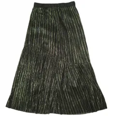 nano universe ナノユニバース 23AW ラメストライプチュールギャザースカート 6693230322 S ブラック/ゴールド イージー ロング ボトムス g20445