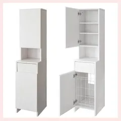 サニタリーチェスト(W35×D41.8×H160cm)/ホワイト ◎スリムサニタリーチェスト ※スペース,激安,リーズナブル,こだわり,ディスプレイ,ラック,棚,収納,シリーズ,洗濯物,ランドリー,隙間,家具,白色のサムネイル